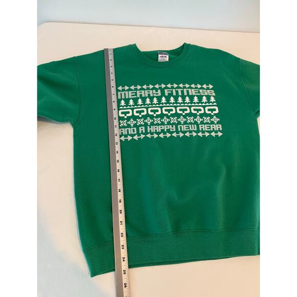 Women's Med Green Pull Over Sweatshirt Festive Holiday Workout Fitness Funny - Picture 8 of 10